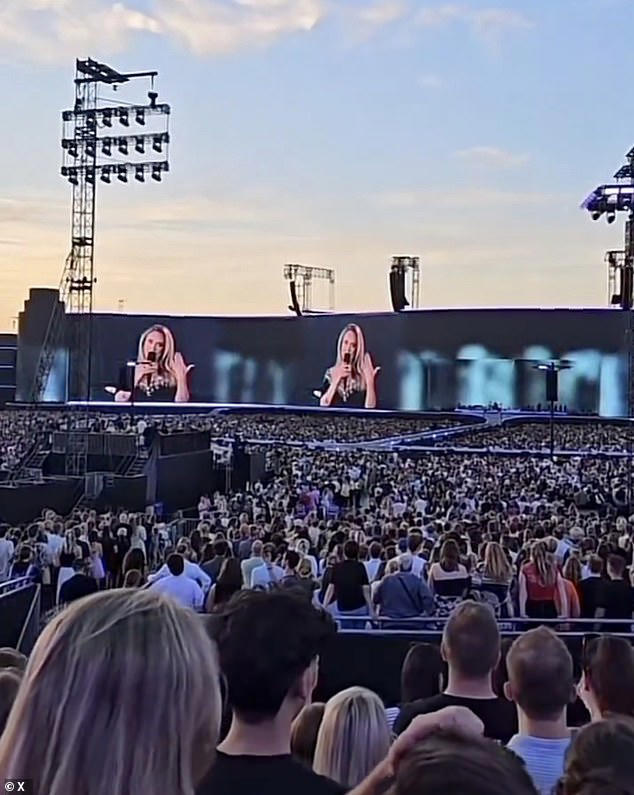 Reading out a sign in the audience which read 'will you marry me?,' Adele responded: 'I can't marry you because I'm already getting married!'